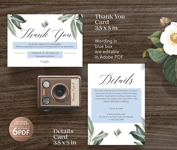 Greenery Wedding Invitation Template in Wedding Templates - product preview 3