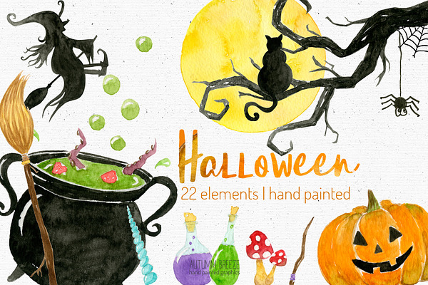 watercolor halloween clipart