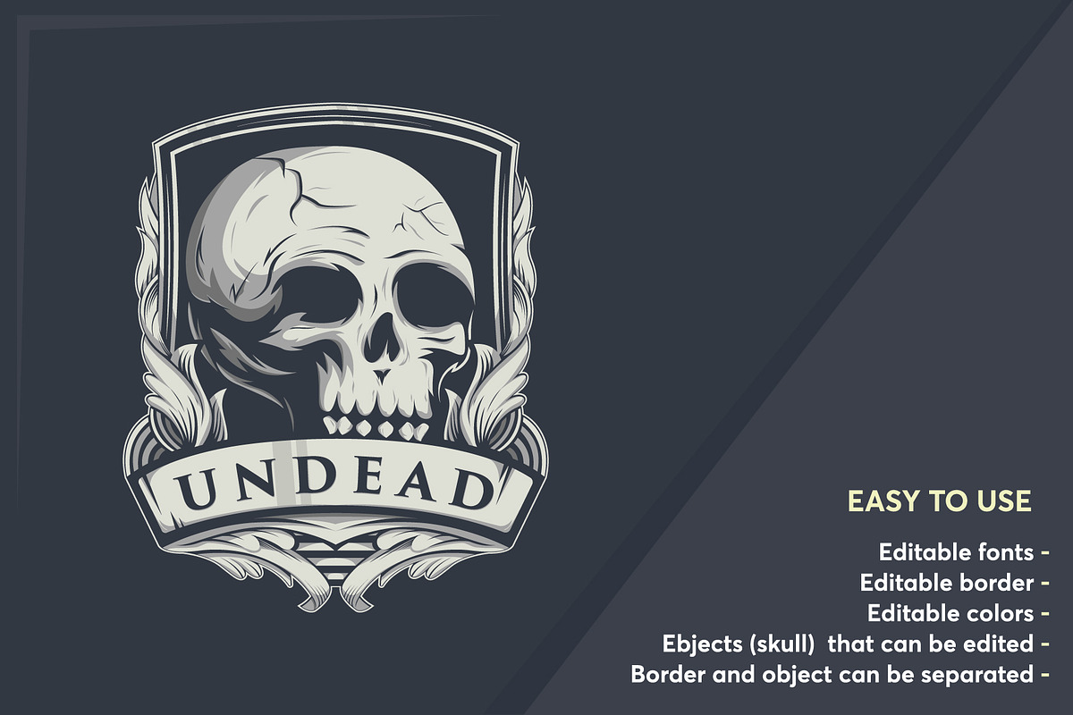 head skull badge logo template in Logo Templates - product preview 8