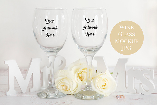 Wine Glasses Wedding Mockup Photo
