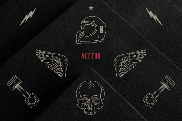 Vintage Motorcycle Elements in Illustrations - product preview 1