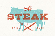 Steak, cow. Poster for grill house