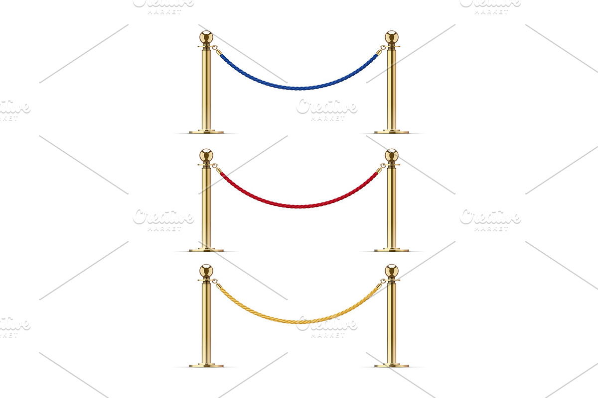 Golden barrier with rope for Vip in Illustrations - product preview 8