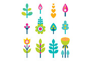 Flowers and Leaves Collection Vector