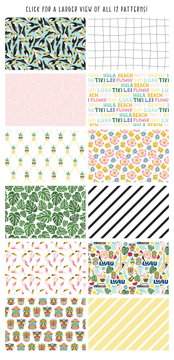 Tropical Luau Digital Pattern Set in Patterns - product preview 6