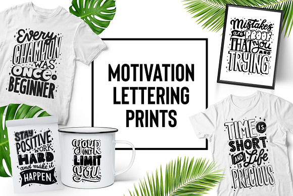 Motivation Quote Lettering Set in Illustrations - product preview 5