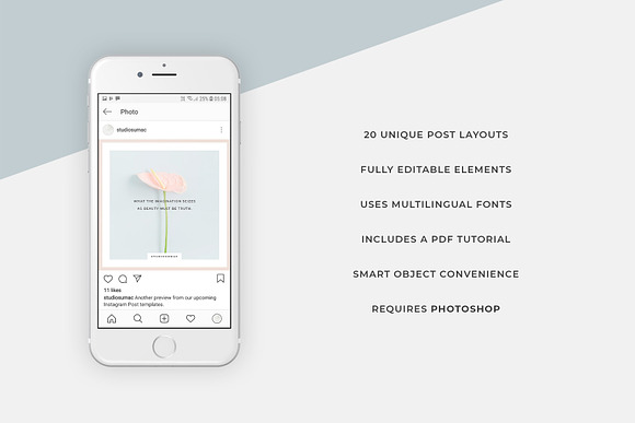 Magnolia Instagram Post Templates in Instagram Templates - product preview 4