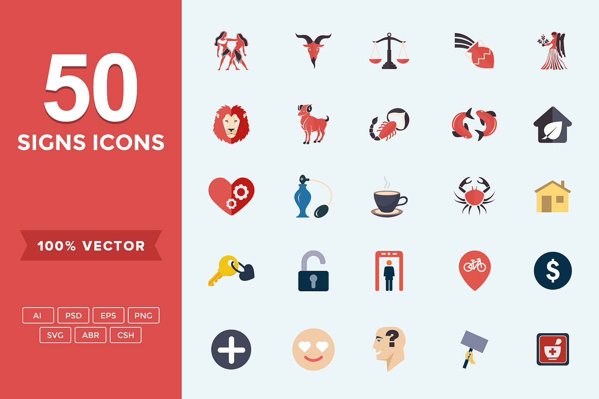 Flat Icons Signs Set in Graphics - product preview 8