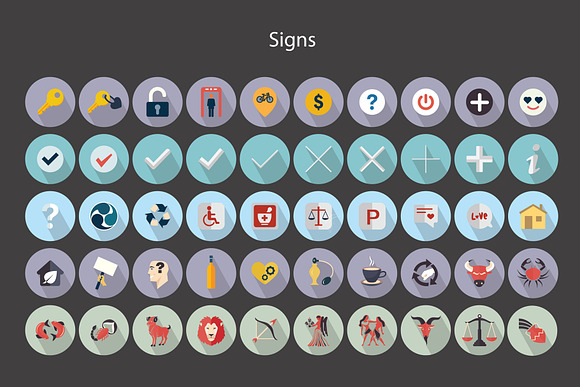 Flat Icons Signs Set in Graphics - product preview 5