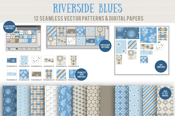 Riverside Blues Vector Patterns in Patterns - product preview 1