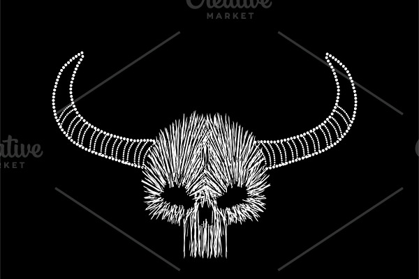 Skull icon with horns, line style 