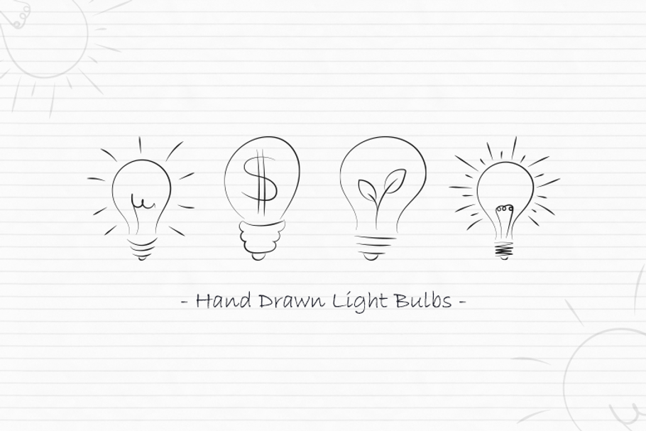 Hand Drawn Light Bulb Vectors in Illustrations - product preview 8