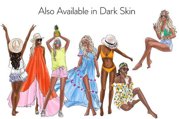 Summer Girls 3 - Light Skin Clipart in Illustrations - product preview 3
