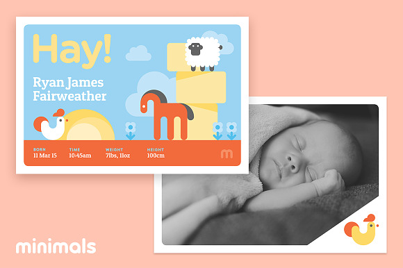 Hay! Baby Announcement Template in Postcard Templates - product preview 2