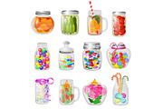 Glass jar vector jam or sweet jelly