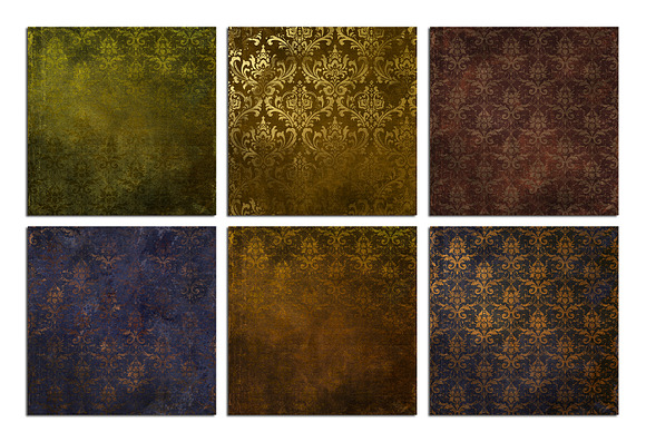 Gold Vintage Damask Watercolor in Textures - product preview 1