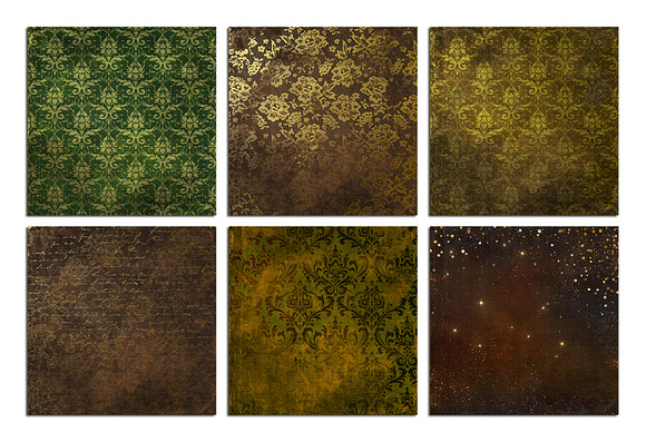 Gold Vintage Damask Watercolor in Textures - product preview 2