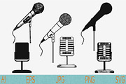 microphone on a stand set vector svg