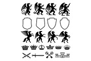 Heraldic royal animals vector icons