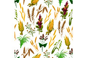 Grains and cereals seamless pattern