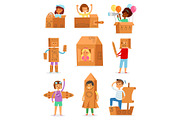 Kids in box vector creative children