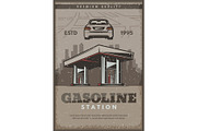 Vector poster of gasoline station