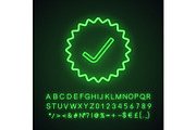 Check mark neon light icon
