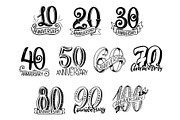 Anniversary year numbers lettering