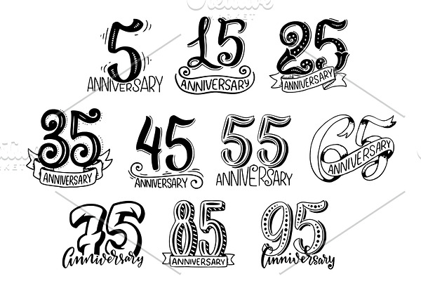 Lettering for anniversary numbers