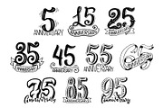 Lettering for anniversary numbers