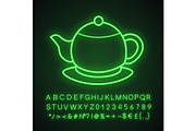 Teapot neon light icon