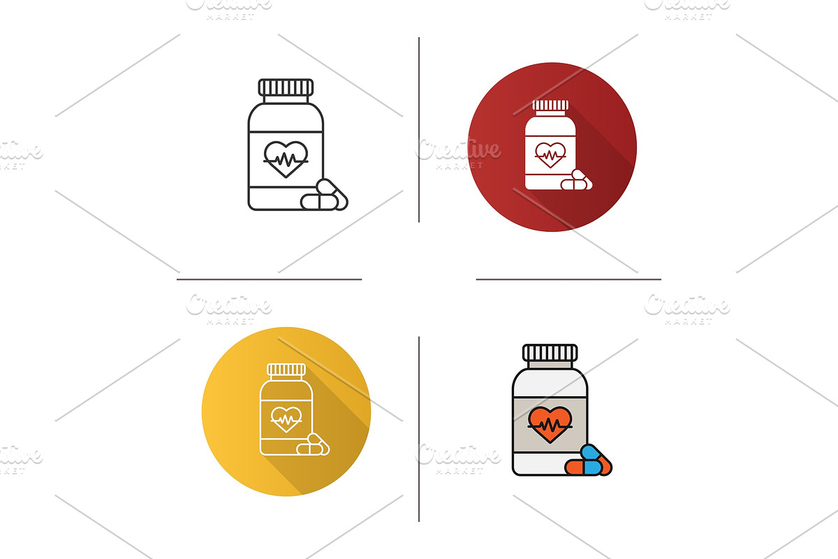 Pills bottle with heart icon in Graphics - product preview 8
