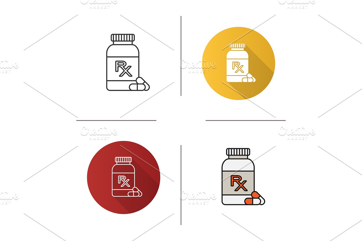 RX pills bottle icon in Graphics - product preview 8