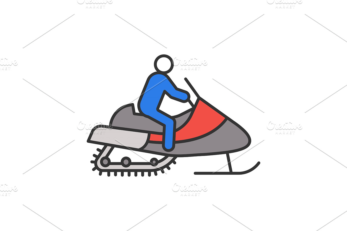 Man driving snowmobile color icon in Graphics - product preview 8
