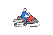 Man driving snowmobile color icon