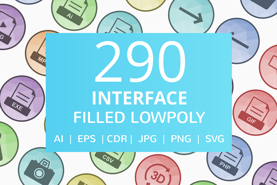 290 Interface Filled Low Poly Icons in Graphics - product preview 8