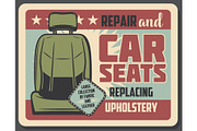 Car seat repair service retro design