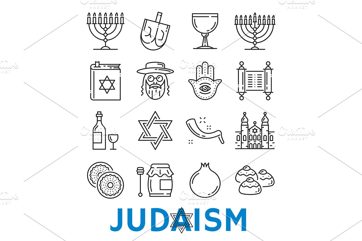 Vector Judaism religious symbols in Illustrations - product preview 8