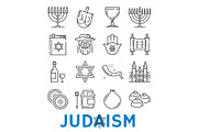 Vector Judaism religious symbols