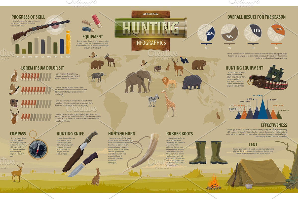 Hunting open season infographics in Illustrations - product preview 8