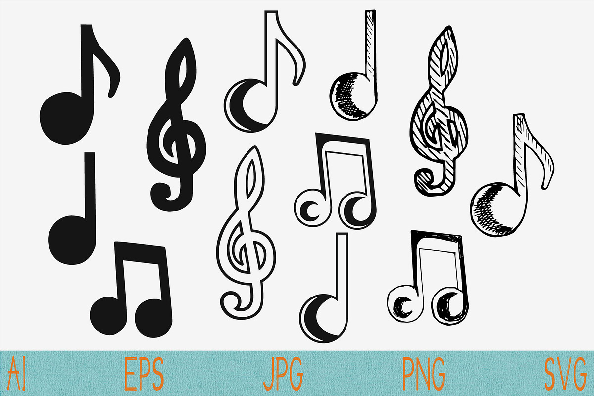 music musical notes set vector svg  in Objects - product preview 8