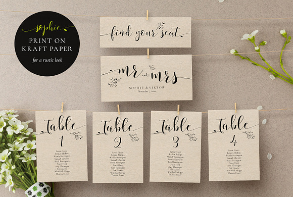 Rustic Wedding Seating Cards, Sophie in Wedding Templates - product preview 1