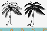 palm tree coconut svg png eps set