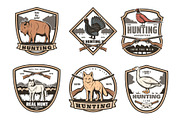 Vector icons of hunting sport
