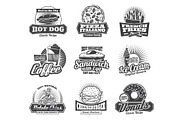 Fast food restaurant or bistro icons