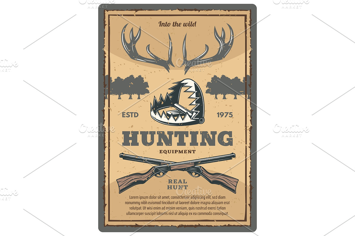 Vector poster of hunting equipment in Illustrations - product preview 8