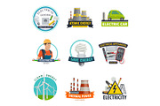 Electricity power technology icons
