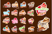 Stickers of pastry desserts and cake