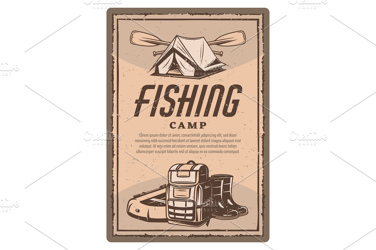 Fisher tent, boots and boat store in Illustrations - product preview 8