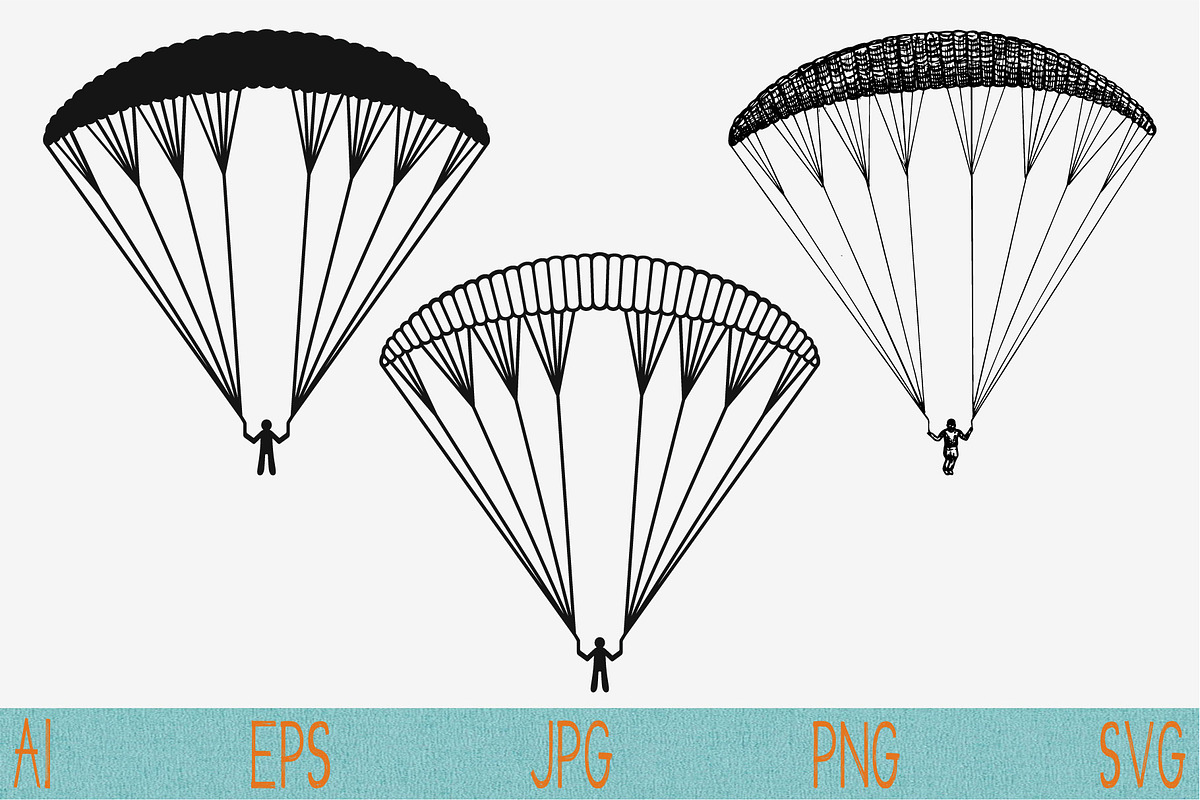 Paraglider, paraplane set vector svg in Objects - product preview 8